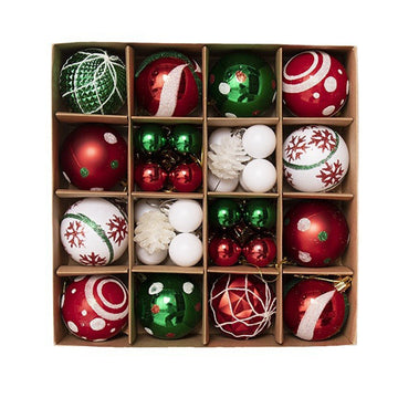 42 pendentifs d'arbre de noël, accessoires, boîte-cadeau, boules de noël, pendentifs de décoration pour centre commercial de noël